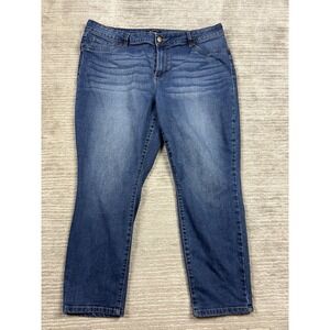 D Jeans Womens 20W Blue Dark Wash Denim Ankle Straight Leg Cotton Blend